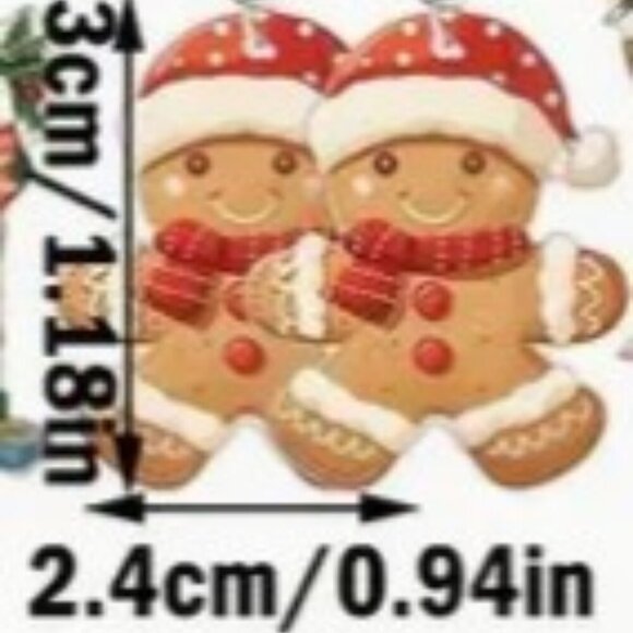 ♥️5 for $25♥️Gingerbread Christmas Earrings -Acrylic Dangles - Nickel-Free Alloy - Picture 3 of 4